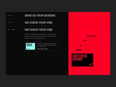 VibeCheck - Design Review Platform . branding check dark design graphic design illustrations landing page review strv strvcom timeline vibe web webdesign