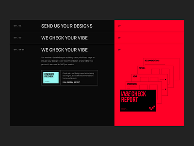 VibeCheck - Design Review Platform . branding check dark design graphic design illustrations landing page review strv strvcom timeline vibe web webdesign