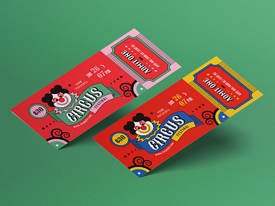 Red Flat Design Circus Festival Ticket circus circus festival circus ticket flat design flat design style graphicook studio