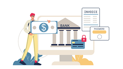 Online Banking 2D Animation 2d animation bank banking banking app card credit card digital currency digital wallet flat illustration internet banking man mobile bank money transfer motion online password payment transaction