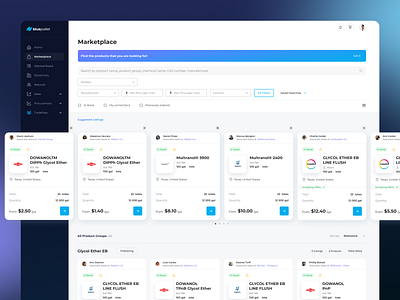 BluePallet - Chemical E-Commerce Platform chemical clear colorful dashboard design elegant flat marketplace platform product design profile ui ux web