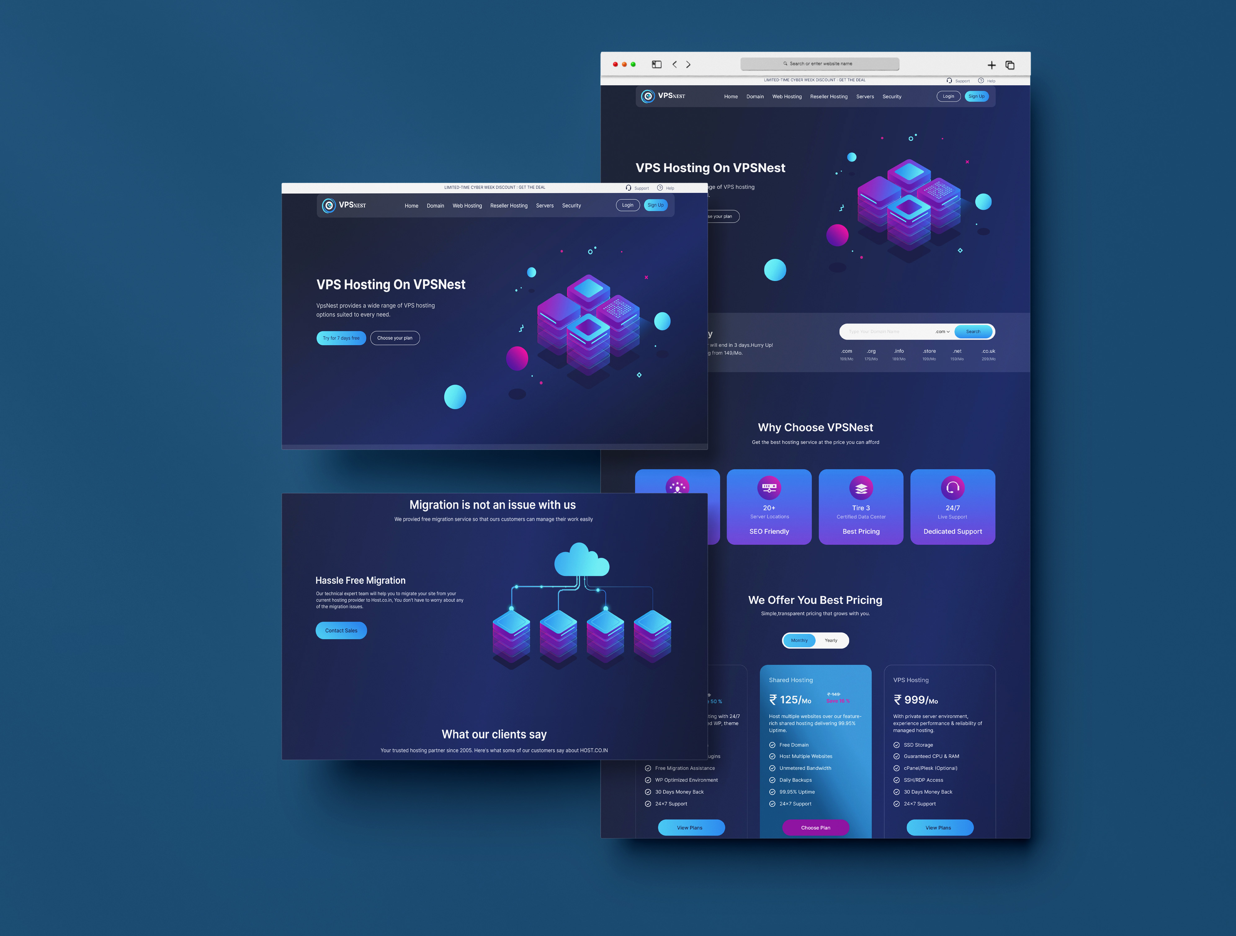 VPSNEST Web Hosting Services Landing Page hosting landing page ui uiux ux vps webdesign