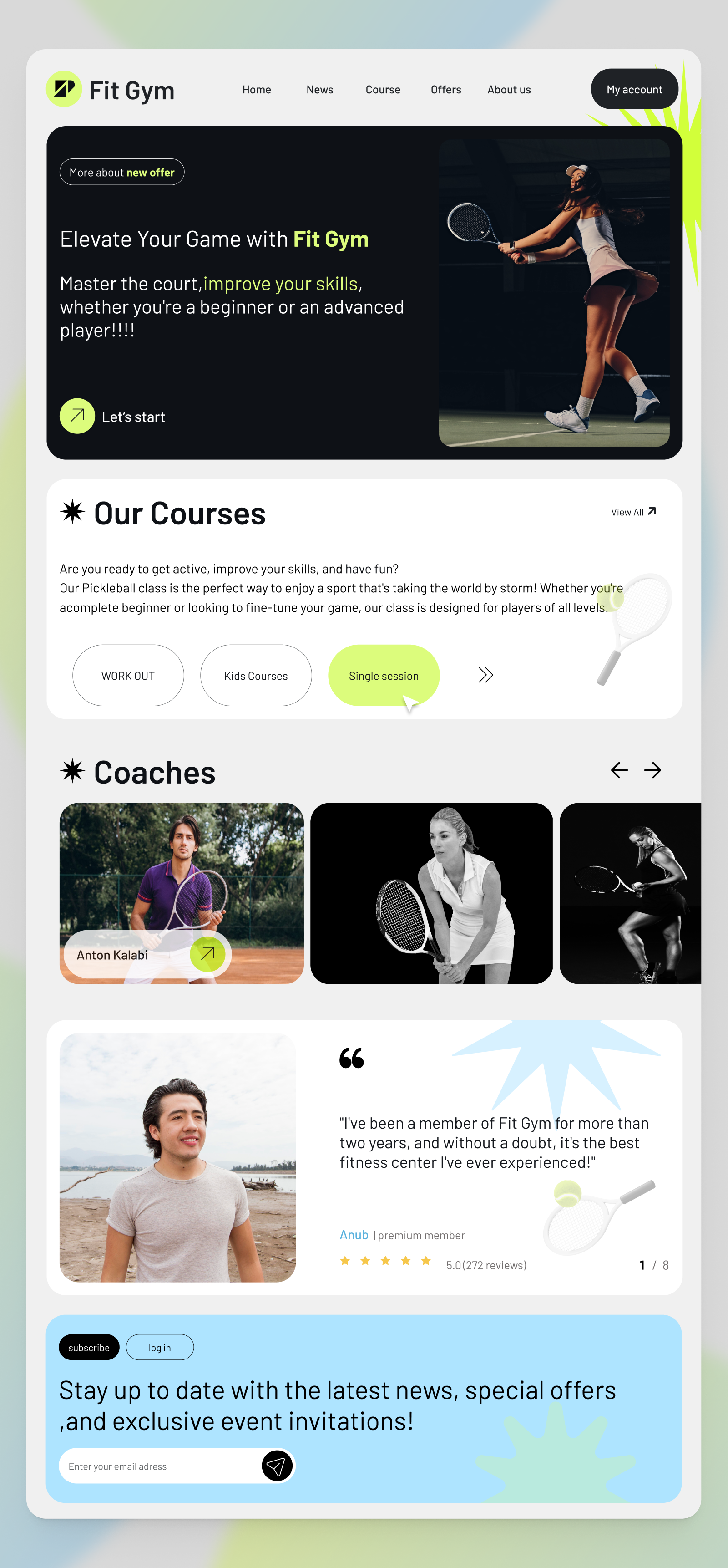 Fitness landing page animation app branding design graphic design illustration landing page typography ui uiux ux vector webdesign