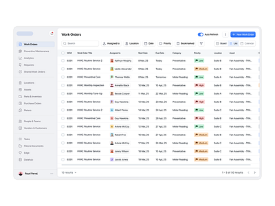 Work Order - Inventory Managament [arts asset dashboard delivery fleet inventory inventory managament list list view maintence product design saas saas design shipping table task ui design webapp work order