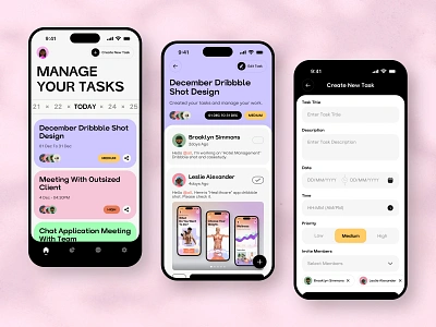 Task Management App app app design app ui design kanban mobile mobile app project project management task task allocation task management team management to do ui design work
