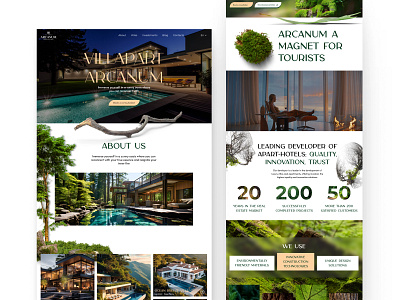 Multy-page website for Villapart ARCANUM aparthotel creativedesign design designinspiration dribbble dribbbleshot hotelwebsite interfacedesign landingpage luxurydesign mockup modernu premiumui realestatedesign ui ux villadesign webdesign website websitedesign