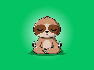 Meditating Sloth in Lotus Pose | Cute Flat Vector Illustration mindfulness