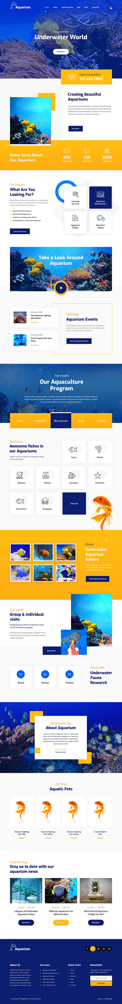 Create a Aquarium Website with Free Aquarium WordPress Theme free wordpress theme