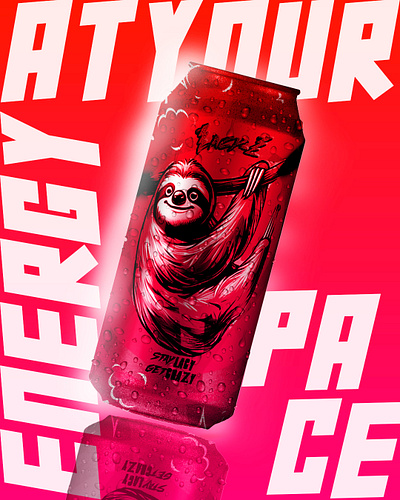 Energy At Your Own Pace ! 'Lacy-L' The Conceptual Energy Drink. art direction availableforwork boldcolors branding can design freelancerdesigner graphic design hireme illustration mockup package design product design slothdesign typograghydesign vidual identity