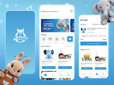 Artisan Toys Shop App – E-Commerce UI Design app design app development artisan toys creative design design inspiration ecommerce app kids toys mobile app design mobile design modern design online shopping toy shop toy store ui design user experience