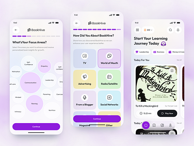 Onboarding Screens - Audiobook App app app design audiobook audiobook app e learning ebook education learning learning platform minimal mobile app onboarding oneboarding page oneboarding screens oneboardings online education ui ux