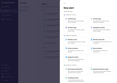 Modal Dialog for Selecting Type of Alert car cards create pattern dialog figma minimal modal notifications product design saas sections setup slide over tiles ui web