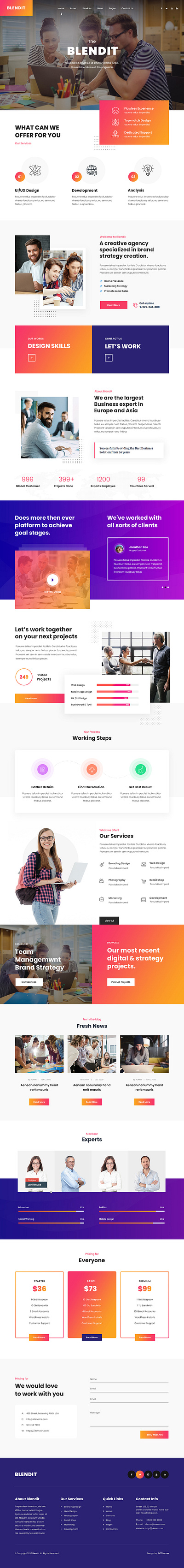 SKT BlendIt - Free One Page WordPress Theme one page website visually appealing