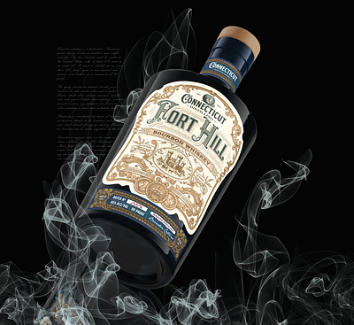 Fort Hill Bourbon Whiskey barrel bottle brand identity branding brandy cognac distillery gin graphic design illustration label label design labeling liquor logo logo design spirits vintage whiskey whisky