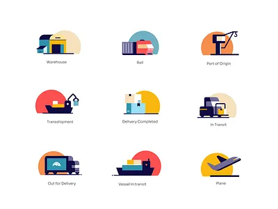 RedSky Icon Language animation branding delivery finance graphic design icon iconography illustration india logistics motion redsky shipment supply chain ui vector visual language