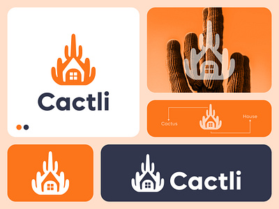 Cactus House Logo Design, Branding, brand identity abstract logo brand identity branding cactus cactus logo desert design illustration logo design logo designer logotype modern logo natural logo organic logo plant logo real estate logo realestate tree logo