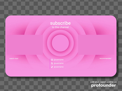 Pink YouTube End Screen Template to Download - Online Maker beauty branding end card end screen fashion follow graphic design instagram pink subscribe subscribed twitch youtube