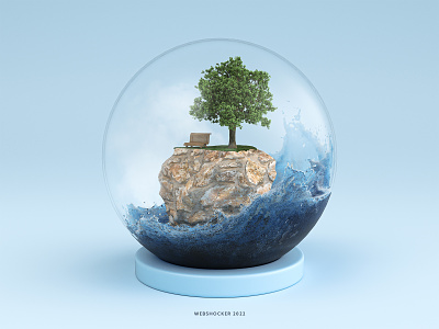 Nature 3d art bowl design illustration nature print render rock tree visual water webshocker website