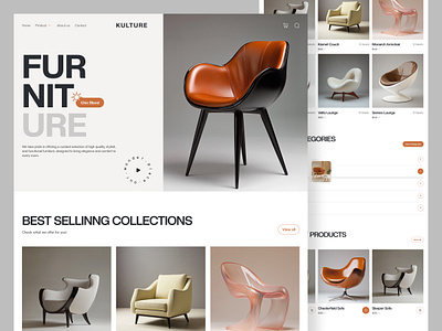 KULTURE - Furniture Landing page branding chair decore e commerce furniture design furniture landing page furniture web design interior design landing page minimal concept sofa trending uiux visual design web development zayma