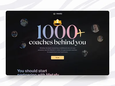 Metafy for teams - Landing page animation coaching dark ui gaming gradients long scroll marketing motion design promotional scroll single page transitions video games web design