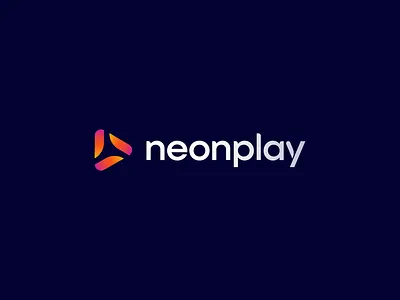 Neonplay Logo Design branding dark logo geometric logo gradient logo logo minimalist logo play play button red gradient saas logo sans serif visual identity warm logo