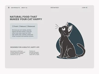 CuteCats - Delivery of cat food website adaptive cats delivery design food illustration minimalism mobile ui ui ui design uxui