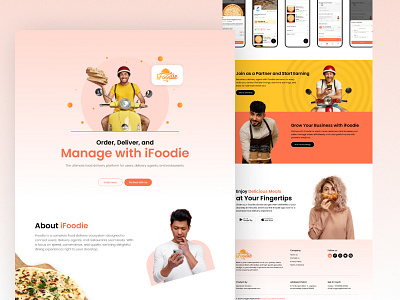 iFoodie – Food Delivery App Landing Page app design app development clean ui creative design delivery app design inspiration ecommerce app food delivery ifoodie landing page mobile app design mobile design modern design online food order ui design uiux design user experience