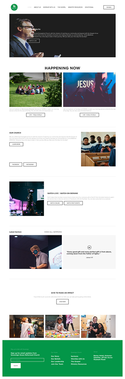 SOVEREIGN BAPTIST CHURCH LANDING PAGE ui ux