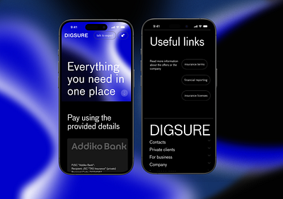 DigSure | Website for insurance company | Concept app concept design hero ui web