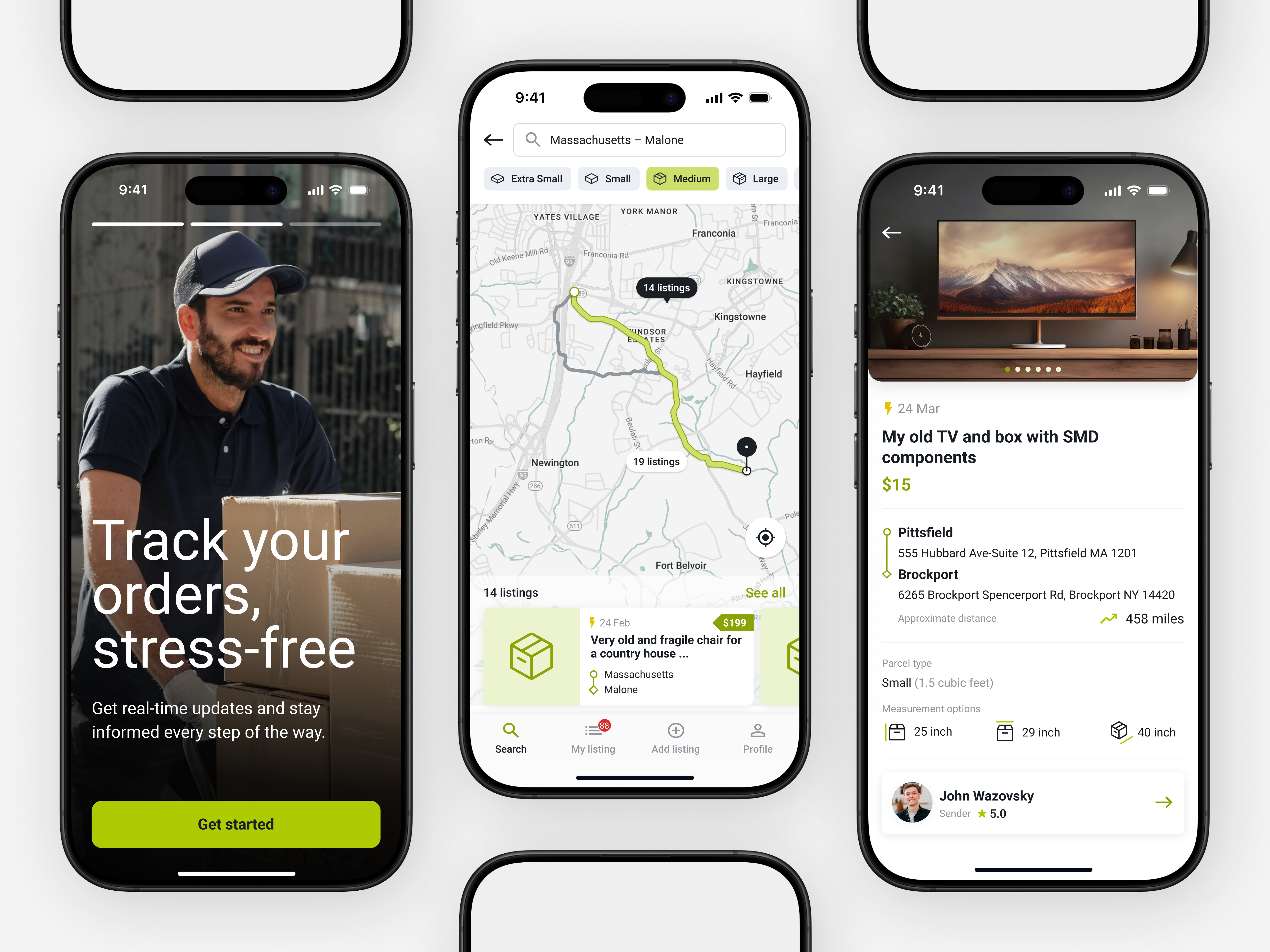 Delivery Logistic Mobile App app app design cargo courier delivery app logistics logistics mobile logistics mobile app map mobile app mobile design order details package tracking shipping splash screen transportation