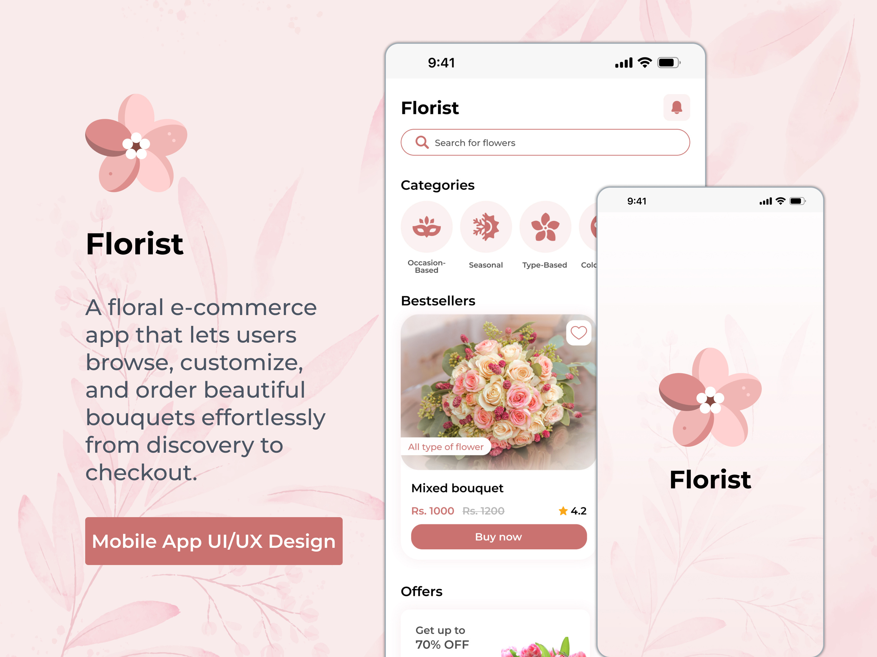 Flower App Design – A Stunning Floral App Experience for Florist appdesign appui appux flowerapp flowerdeliveryapp flowerstoreapp mobileapp onlineshop onlinestore ui uidesign ux