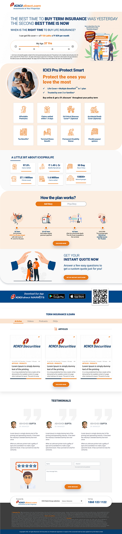 ICICI Pru iProtect Smart branding ui web design