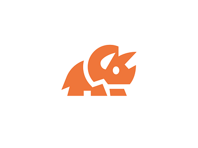 Triceratops animal bold creative cute dino dinosaur logo minimal orange simple triceratops