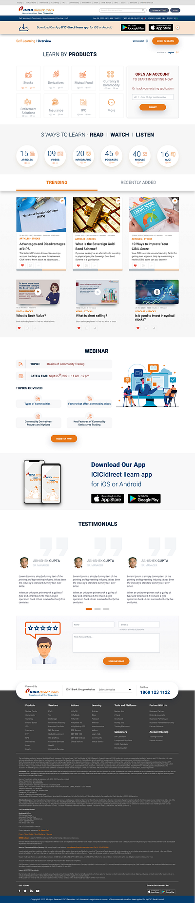 ICICI iLearn page design sketch ui uxui design