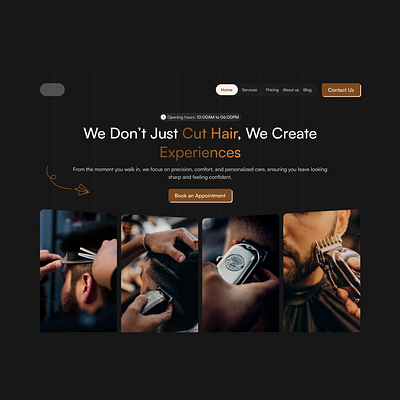 Hero section of a barber website barber hero section ui uiux design ux web website