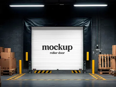 Warehouse Roller Door advertising banner door facade free freebie logo mockup roller roller door shutter shutter door wall warehouse