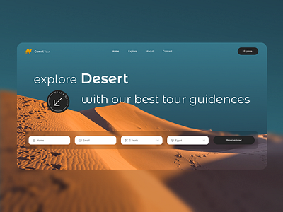 Desert Tour Reserving Landing Page balck balck white black white dark desert design glass glassmorphism graphic design landing landing page reservation reserve tour typography ui ux web web design web page