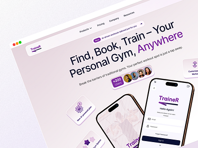 💪 TraineR – Find, Book, and Train Anywhere! aiworkout dribbble fitnessapp gymbooking mobiledesign productdesign ui ux webdesign