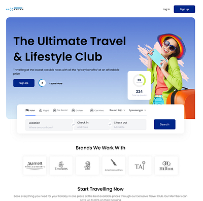 Travel site Landing page saas travel site landing page ui uiux