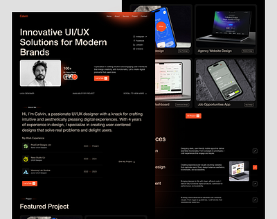 Calvin - UI/UX Designer Portfolio choyon clean clean design creative creative design design design service figma header landing page design personal portfolio portfolio responsive design ui uiux uiux portfolio user interface ux web web design