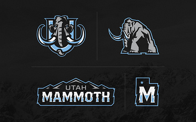 Utah Mammoth V.02 [NHL Concept Only] bold brand identity branding custom type hockey hockey branding illustration lettermark logo logo design mammoth mammoth logo mascot logo modern mountains nhl sports branding sports logo utah utah hockey