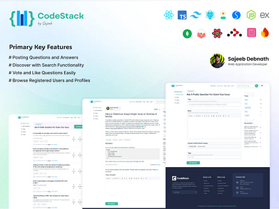 CodeStack: The Ultimate Q&A Platform for Developers! animation next.js react theme ui website