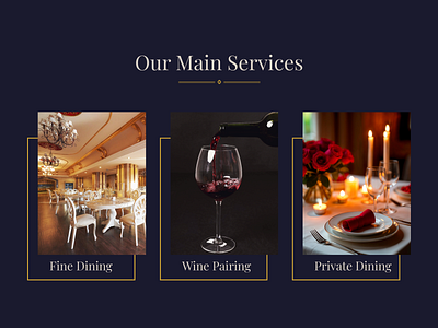 Refined Service Section for a Luxury Dining Experience 🍷✨ creative design design inspiration dining design dining restaurant design figma design fine dining landing page luxury experience responsive design restaurant design restaurant website service section ui design ui ux uidesign ux design uxdesign web design web designer webdesign