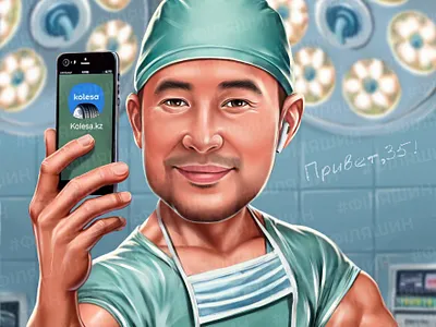 Caricature from photos for a cool surgeon art caricature cartoon character concept drawing graphic design illustration