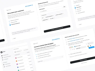 Saber · Onboarding account setup illustrations integrations onboarding product design progress saas setup sign up steps ui flow user experience user journey