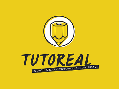 Tutoreal - Education Logo Mark badge brand branding course design digital education fun graphic design illustration logo logo design modern online organic pencil tutor tutoring yellow