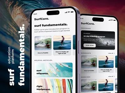 Mobile App for Surf Education Platform android design education ios mobile app ocean quize surf surfing training ui ui kit ux web