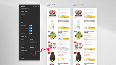 Smart Grocery Product Card Kit (Mobile) app design ecommerce ocado product listing ui ux