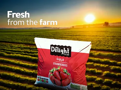 Delight adv bag creative creative idea design farm freez freez fruit fruit graphic graphic design packaging social media social media design srawberry freez straberry bag strawberry strawberry farm sun sunset