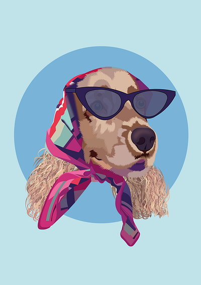 Dog animal animalart art design digitalart dog fashion fashiondog graphic design illustration pet petportrait portrait retrovibes stylishdog sunglasses vector vectorart